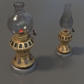 Kerosene lamp oil lamp old kerosene lamp retro lamp glass lantern nostalgic oil lamp everbright lamp alcohol lamp camping lamp simple model low model game 3d model