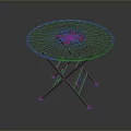 Modern Round Top Metal Functional Table with Hollow Design and Folding Legs