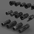 Tactical Military Weapon Components With Various Black Tubular Designs