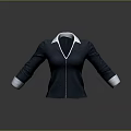 Dark Blue Jacket with White Collar and Cuffs Featuring Zipper Design 3d model