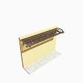 Yellow Awning With Black Metal Frame Long Structure Design