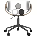 Ergonomic Office Chair With White Cushion Wooden Frame Five Point Base And Black Wheels