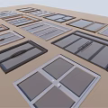 Various Sliding Doors with Different Glass Panels and Frame Styles 3d model