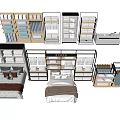 Contemporary Double Bed With Open Shelves Wardrobes And Drawer Units In Bedroom
