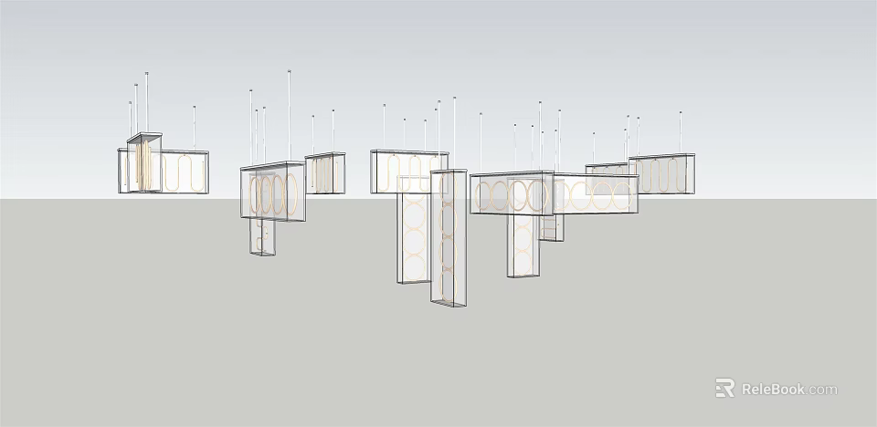 Modern Pendant Chandelier Design for Open Concept Kitchen Interior Lighting Decor 3d model