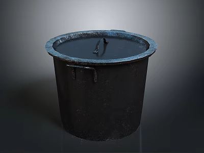 Black Metal Bucket With Vintage Style Handles For Household Storage Use 3d model