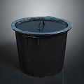 Black Metal Bucket With Vintage Style Handles For Household Storage Use