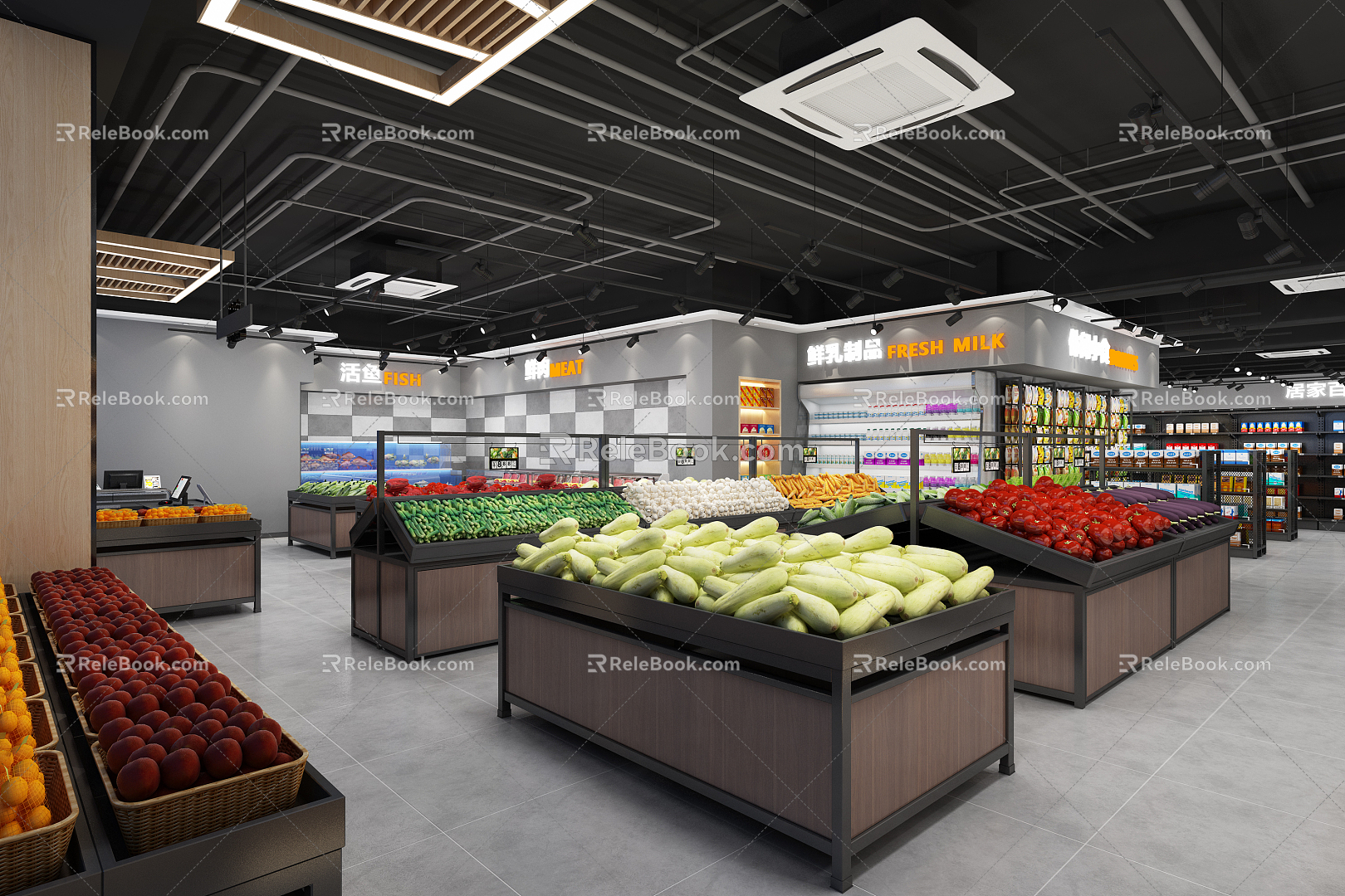 Modern Supermarket Fresh Supermarket 3d model