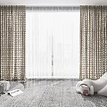 Modern Curtains With Textured Sides And White Sheer Center For Living Room Interior