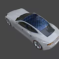 Sleek Silver Car With Blue Honeycomb Roof Design And Sporty Alloy Wheels