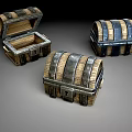 Vintage Wooden Chests With Metal Bands Latches Open And Closed Designs