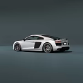 Silver Audi R8 Two Door Sports Car With Sleek Exterior And Alloy Wheels