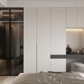 Modern Bedroom Interior Design With Large Bed Gray Bedding And Floor To Ceiling Window