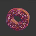Yummy Chocolate Frosted Donut Topped With Colorful Sprinkles on Dark Background