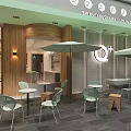 Brunch Cafe Outdoor Seating Area With Umbrellas Tables Chairs And Green Plants