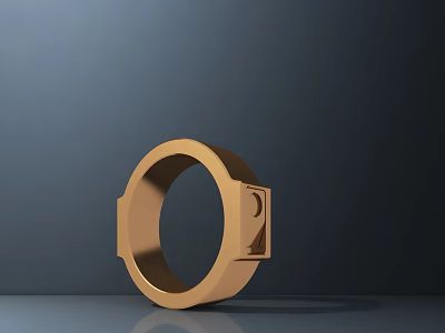 Golden Ring Shaped Modern Sculpture With Geometric Design And Smooth Surface 3d model