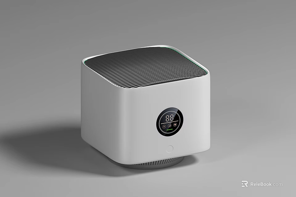 Modern White Cube Shaped Indoor Air Purifier With Digital 3d model