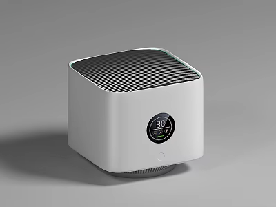 Modern White Cube Shaped Indoor Air Purifier With Digital 3d model