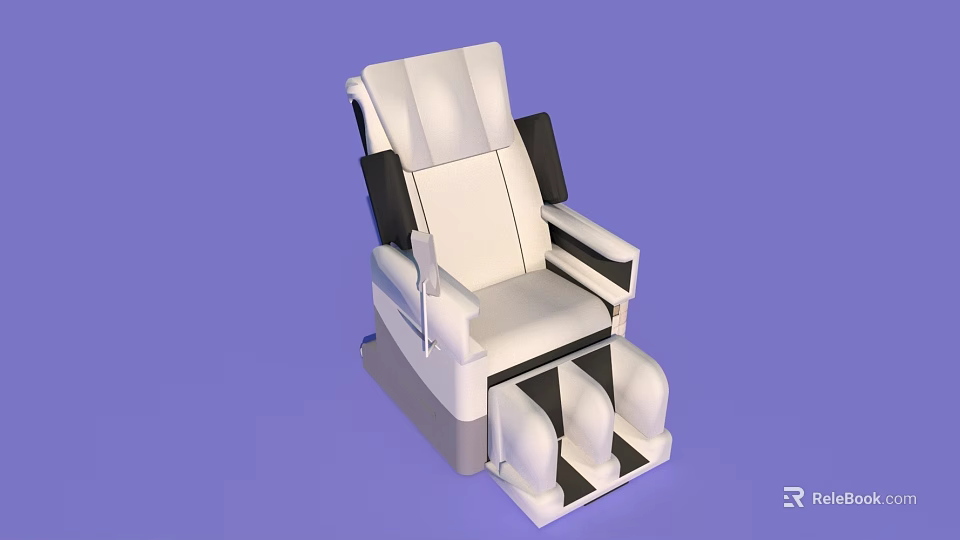 White Massage Chair With Black Accents Backrest Armrests And Foot Massager 3d model 