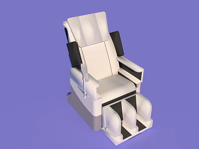 White Massage Chair With Black Accents Backrest Armrests And Foot Massager 3d model