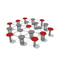 Hexagonal Grid Structure With Red Tops Springs And Metal Pillars 3d model