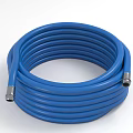 Blue Coiled Hose Pipe with Metal Fittings and Flexible Construction