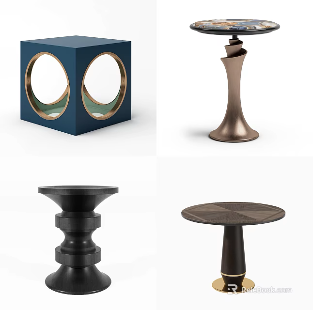 Modern Side Tables With Different Shapes And Stylish Metal Designs For Home 3d model 