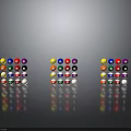 Neatly Arranged Billiards Balls In Three Stacks With Various Colors And White Balls At Bottom