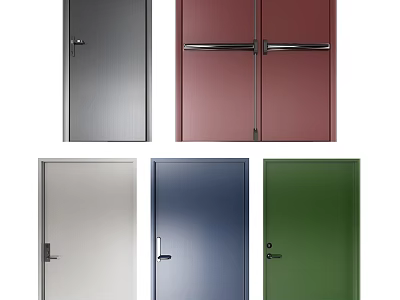 Modern Single And Double Swing Doors In Various Colors With Sleek Contemporary Design 3d model