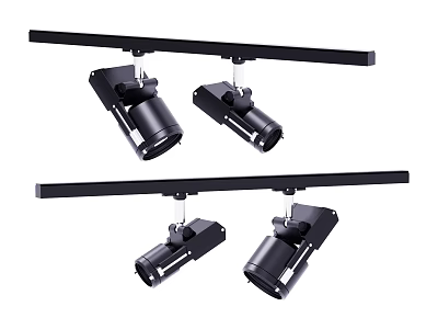 Black Track Spotlights With Adjustable Multiple Heads Modern Design For Home Lighting 3d model