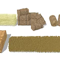 Natural Straw Bales and Hay Bundles with Woven Mat for Decoration