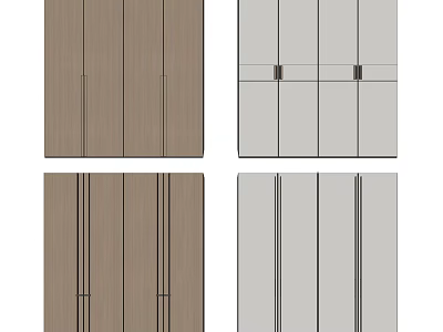 Modern Wardrobe Designs with Brown and Gray Sliding Doors and Minimalist Panel Design 3d model