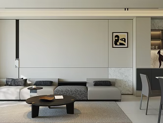 Living Room Guest Restaurant Modern Guest Restaurant Minimalist Guest Restaurant Italian Living Room Minimalist Living Room Black and White Grey Living Room Sofa Background Wall 3d model