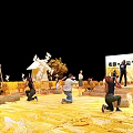 Golden Wheat Field Photo Check-in Spot With Wooden Plank Path Scarecrows And Windmill