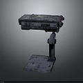 Weathered Industrial Metal Mechanical Console With Graffiti Surface And Sturdy Base