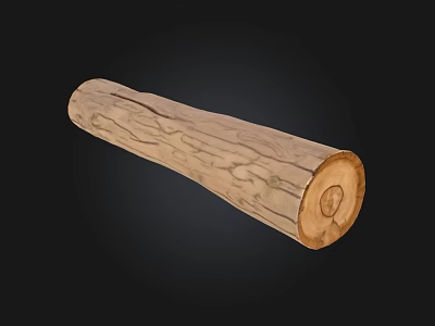 Stone Like Wood Log with Natural Textured Surface and Round Ends 3d model