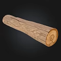 Stone Like Wood Log with Natural Textured Surface and Round Ends 3d model