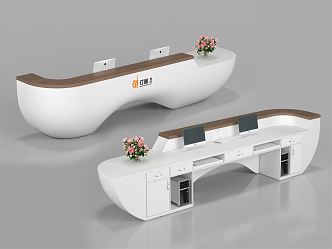 Modern reception desk Cashier desk Hospital shopping mall desk 3d model