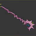 Detailed Fantasy 3D Magic Staff Model With Gemstone And Vine Decorations
