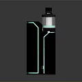 Sleek Black Vaping Device With Blue LED Light And Transparent Atomizer Tank