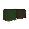 Green Velvet Stool With Modern Design And Brown Metal Legs For Living Room