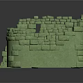 Green Stone Scene Building Components With Steps And Wall Structures