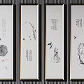 Traditional Chinese Ink Paintings With Birds Flowers Bamboo And Plum Blossoms As Wall Decor