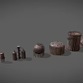 Industrial Storage Equipment With Rustic Metal Tanks Various Sizes And Containers 3d model