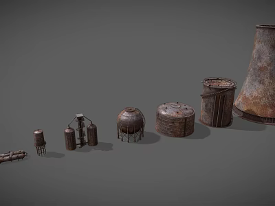 INDUSTRIAL LOFT INDUSTRIAL EQUIPMENT RUST TANK CANNED 3d model