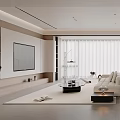 Modern Living Dining Interior Design With Sofa Coffee Table Dining Table And Window Blinds 3d model