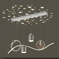 Modern Creative Chandelier With Star Shaped Decorations And Curved Hanging Design