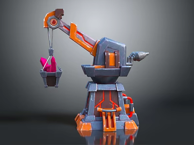 Industrial Mechanical Arm With Blue Orange Structure And Grabbing Mechanism Design 3d model