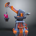 Industrial Mechanical Arm With Blue Orange Structure And Grabbing Mechanism Design