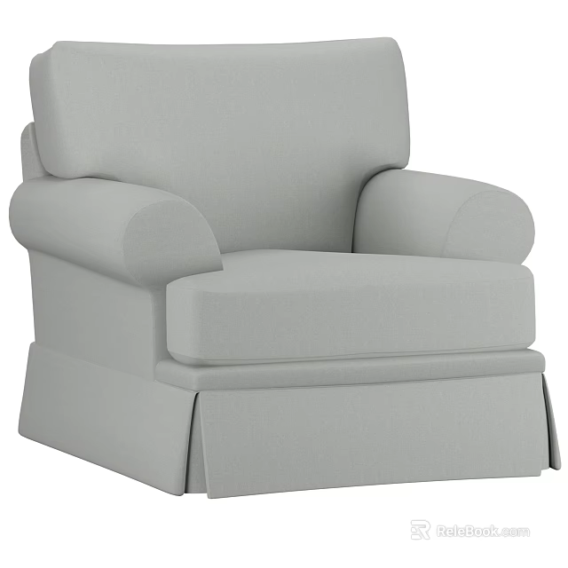 Modern Gray Fabric Single Sofa With Soft Cushions And Comfortable Armrests Design 3d model